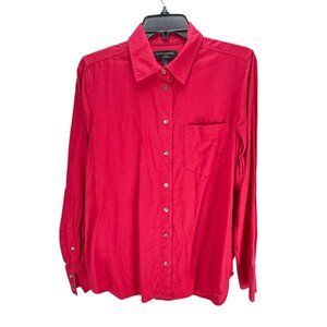 Banana Republic Mens Red Linen Blend Long Sleeve Button Up Shirt Size M Casual